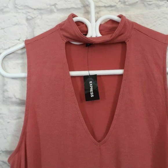 Express Coral Sleeveless Chocker Blouse Top - Picture 2 of 5